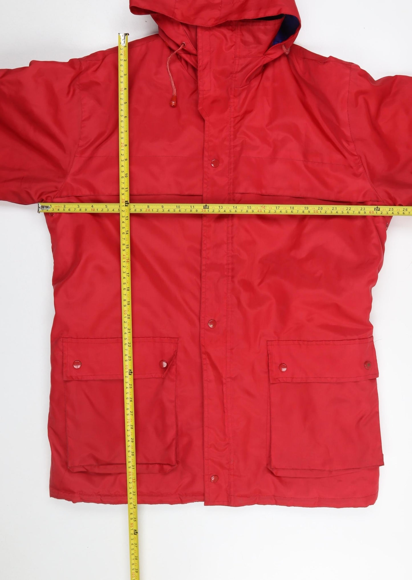 Mens UK Size L Orient Lines Red Parka Coat