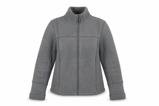 Front view of Falmer Heritage women’s grey, size UK 12, faux shearling lined zip jacket