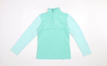 Mountain Warehouse Girls Green Fleece 1/2 Zip Pullover Sweatshirt 13 Years