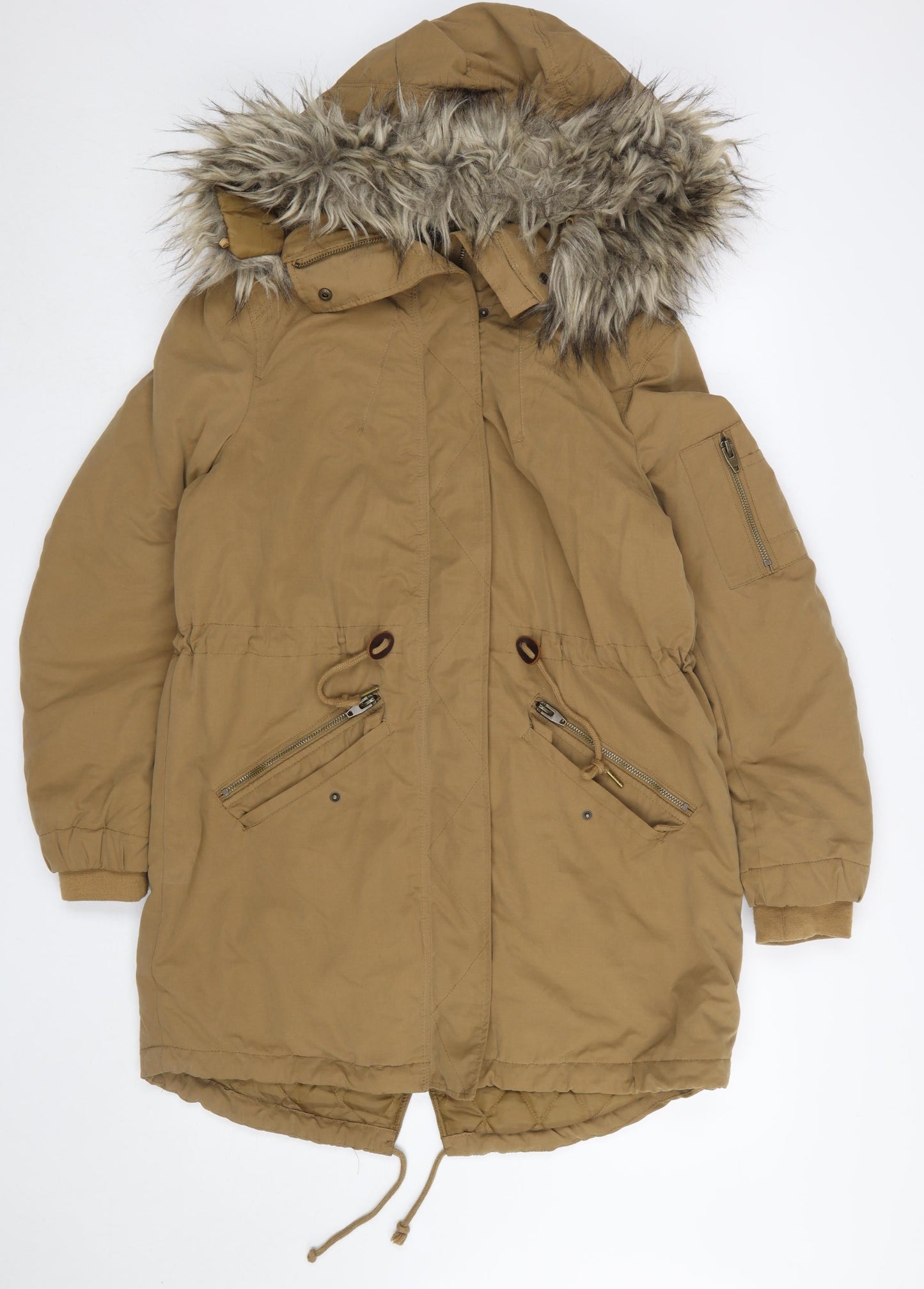 Womens UK Size 14 H&M Brown Parka Coat