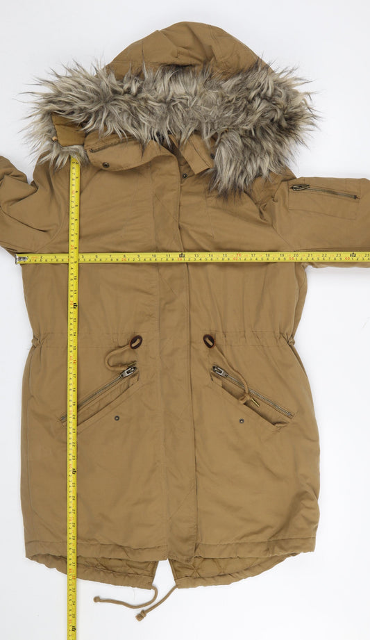 Womens UK Size 14 H&M Brown Parka Coat