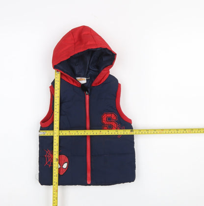 Marvel Spider-Man Boys Blue Red Hooded Padded Bodywarmer 2-3 Years