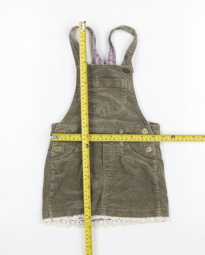 L.O.G.G. Girls Brown Corduroy Pinafore Dress 4-5 Years Lace Trim Casual