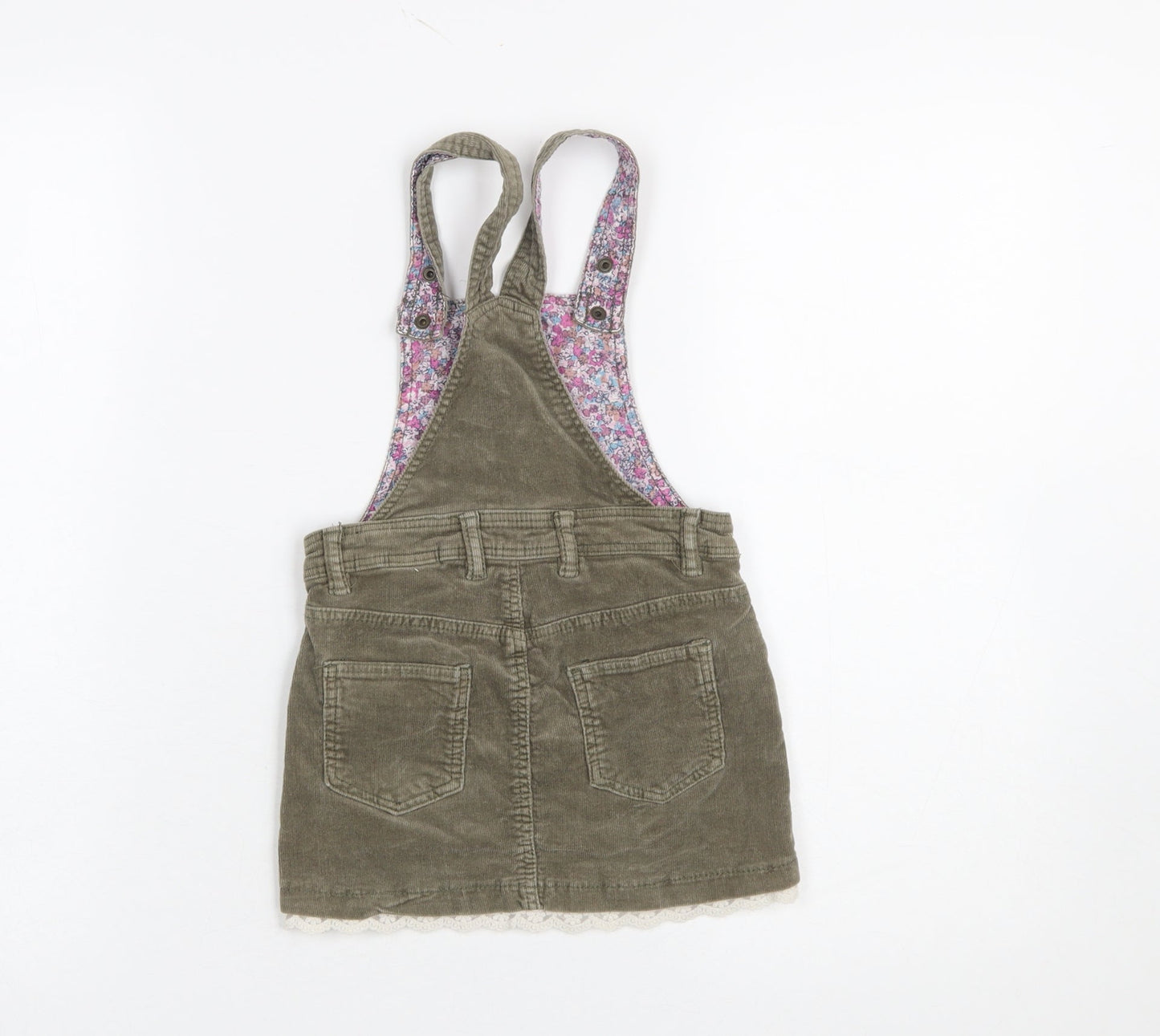 L.O.G.G. Girls Brown Corduroy Pinafore Dress 4-5 Years Lace Trim Casual