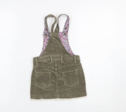 L.O.G.G. Girls Brown Corduroy Pinafore Dress 4-5 Years Lace Trim Casual