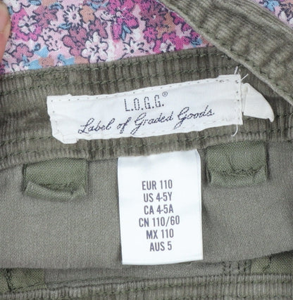 L.O.G.G. Girls Brown Corduroy Pinafore Dress 4-5 Years Lace Trim Casual