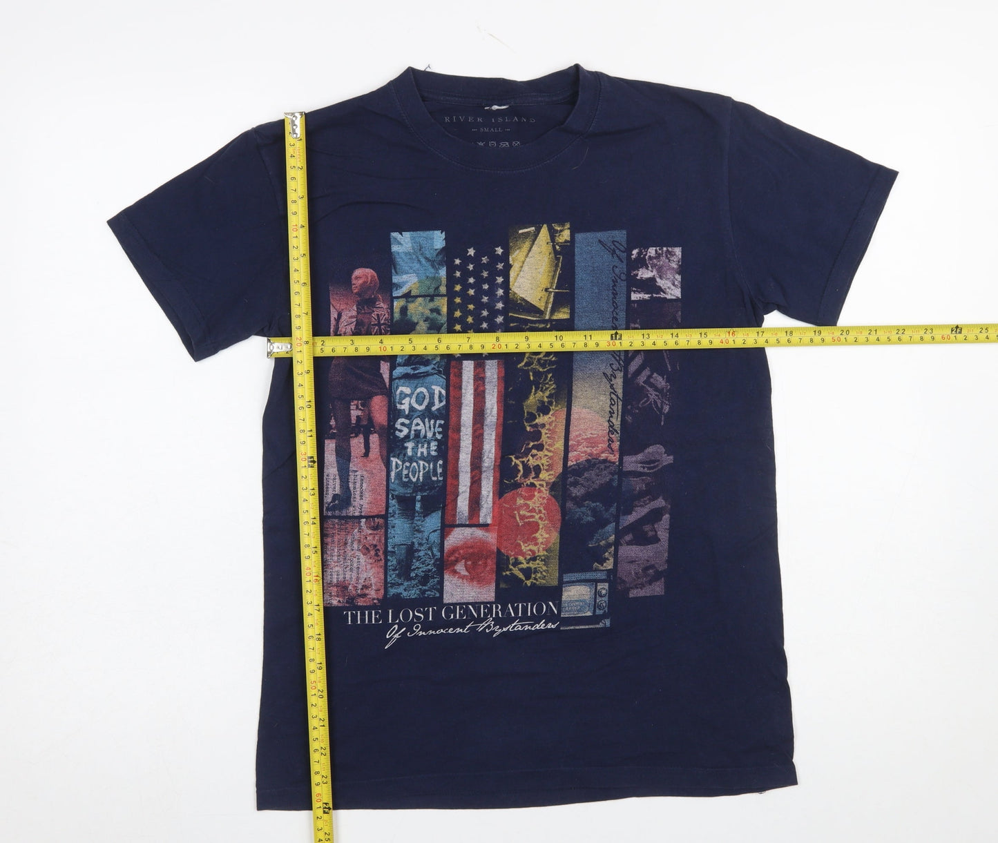 Mens UK Size S River Island Blue  T-Shirt