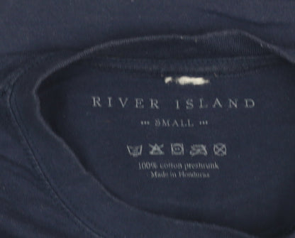 Mens UK Size S River Island Blue  T-Shirt