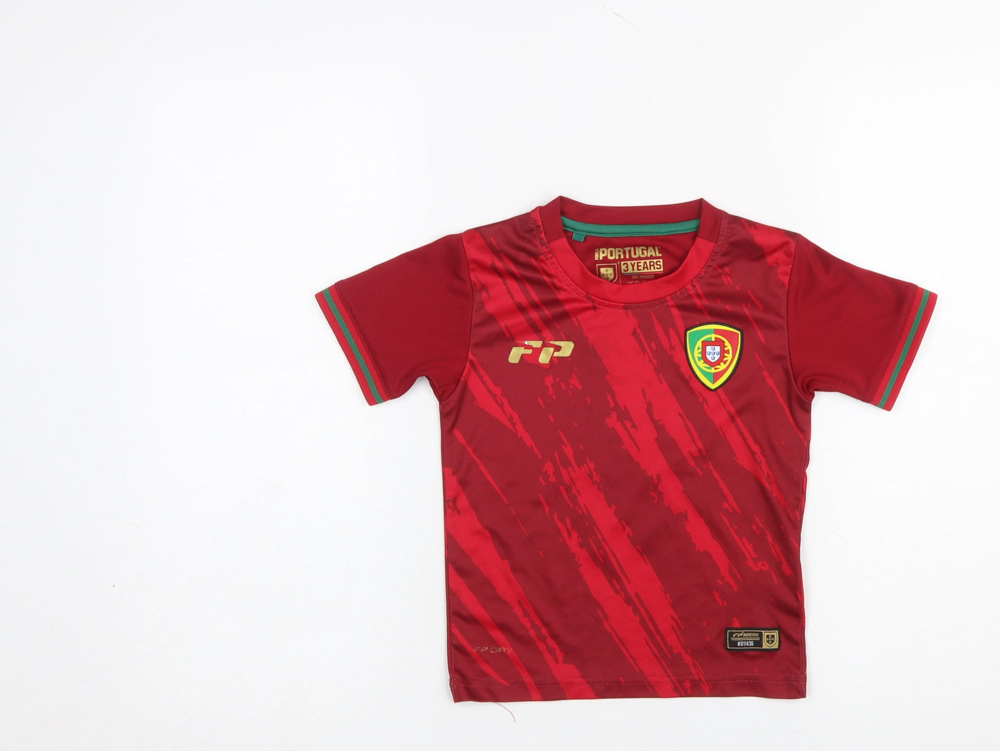 Forca Portugal Boys Red Football Jersey T-Shirt 3 Years Short Sleeve