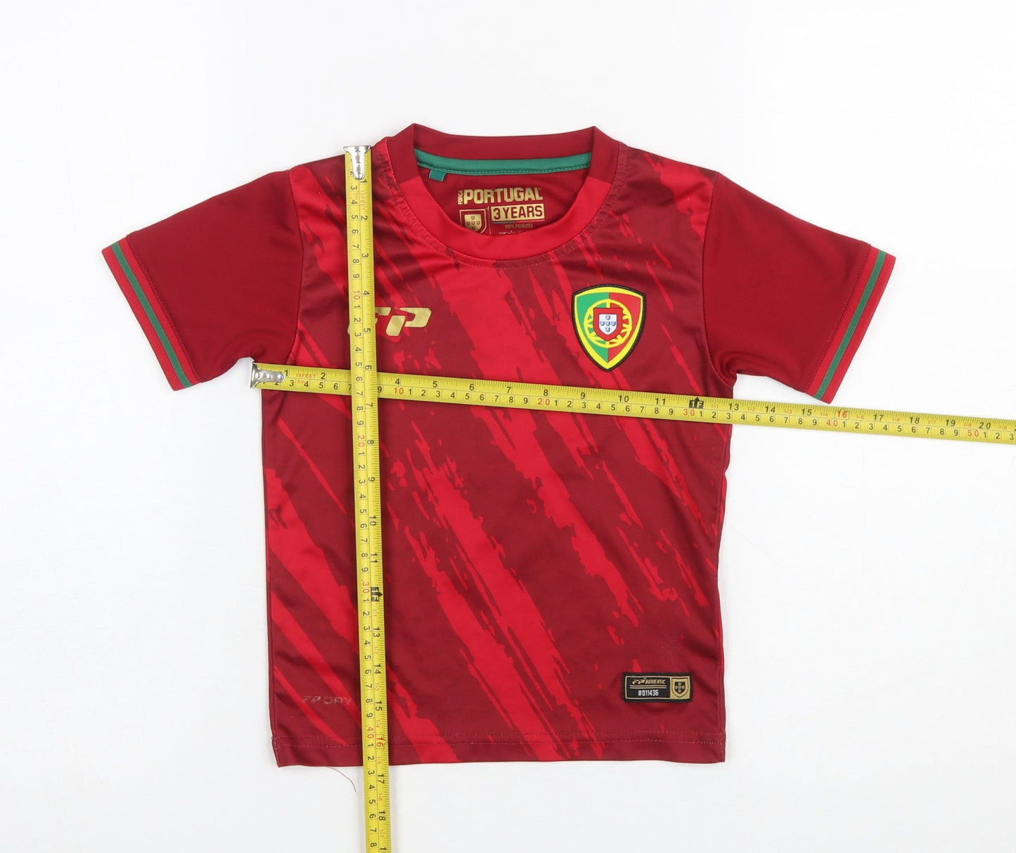 Forca Portugal Boys Red Football Jersey T-Shirt 3 Years Short Sleeve