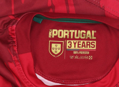 Forca Portugal Boys Red Football Jersey T-Shirt 3 Years Short Sleeve