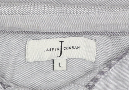 Jasper Conran Mens Grey Cotton Polo Shirt Size L Regular Fit