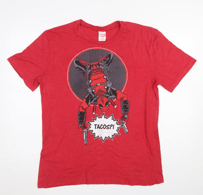 Mens UK Size L Marvel Red  T-Shirt