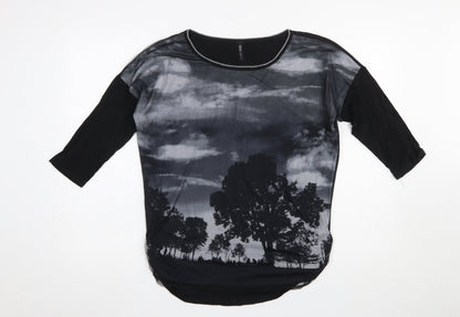 Womens UK Size L Edista Los Angeles Black Basic T-Shirt