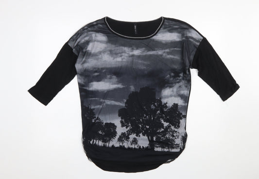 Womens UK Size L Edista Los Angeles Black Basic T-Shirt