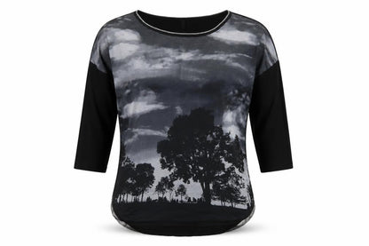 Womens UK Size L Edista Los Angeles Black Basic T-Shirt