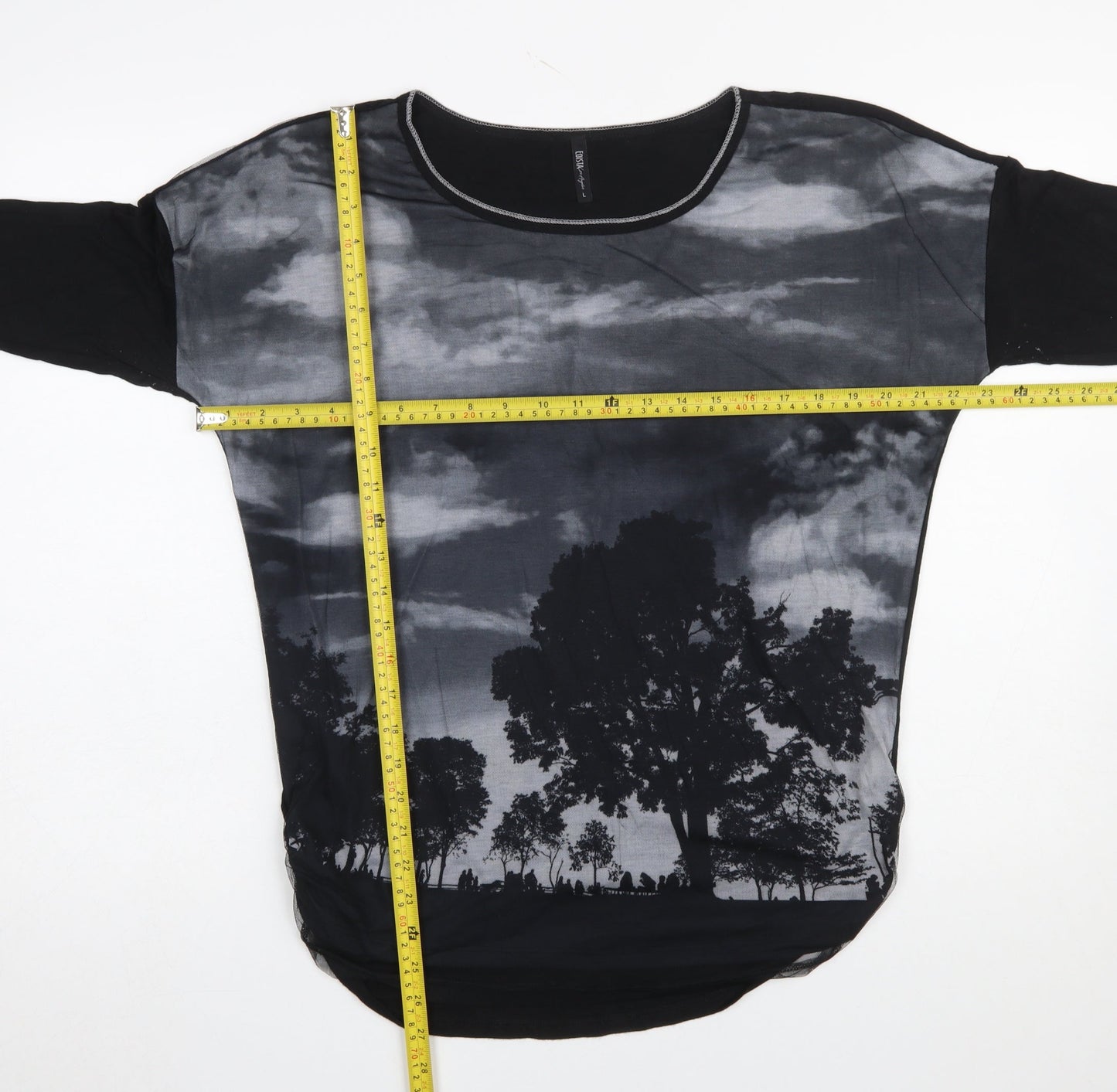 Womens UK Size L Edista Los Angeles Black Basic T-Shirt