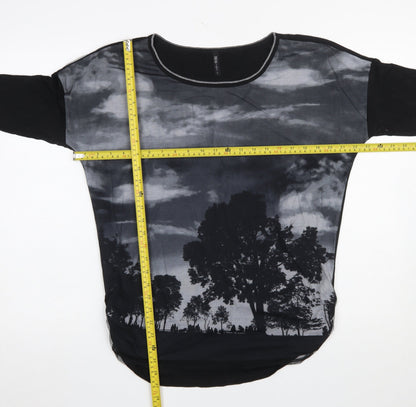 Womens UK Size L Edista Los Angeles Black Basic T-Shirt