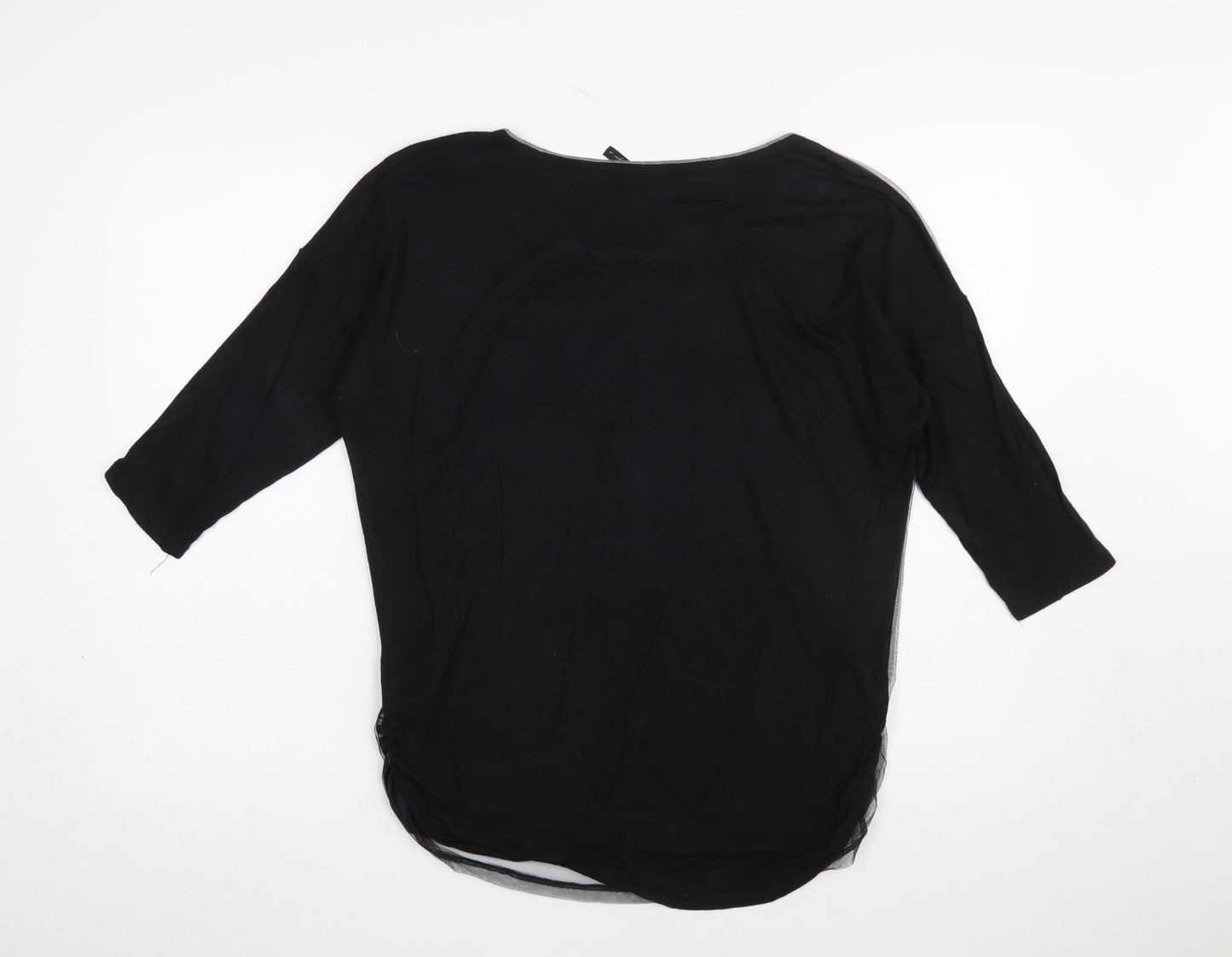 Womens UK Size L Edista Los Angeles Black Basic T-Shirt