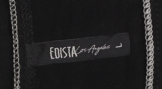 Womens UK Size L Edista Los Angeles Black Basic T-Shirt