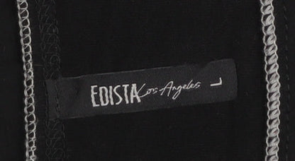 Womens UK Size L Edista Los Angeles Black Basic T-Shirt