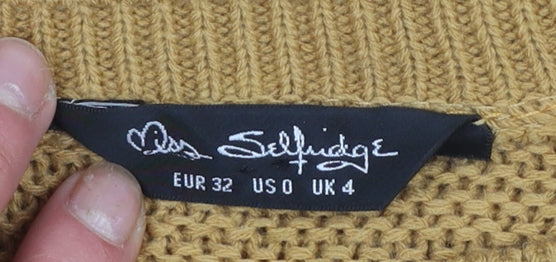 Womens UK Size 4 Miss Selfridge Brown Pullover Jumper