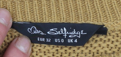 Womens UK Size 4 Miss Selfridge Brown Pullover Jumper