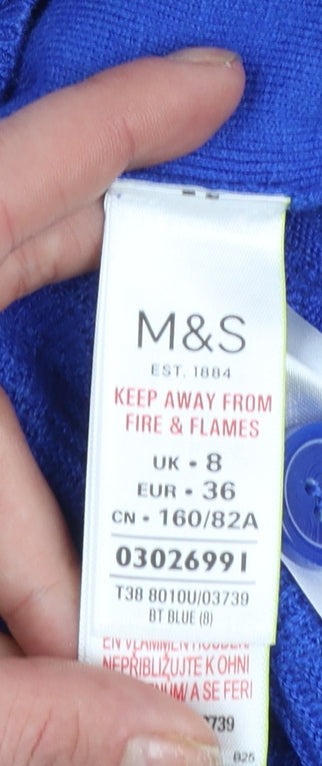 Womens UK Size 8 Marks and Spencer Blue Pullover Jumper