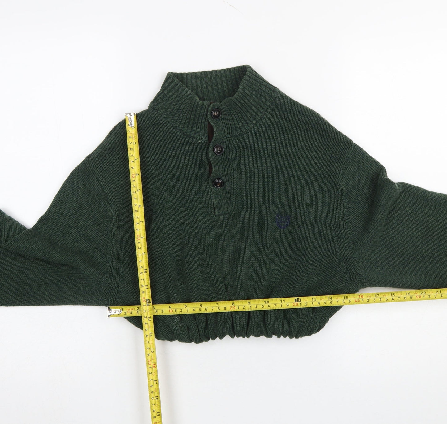 Womens UK Size M Chaps Green Henley Jumper