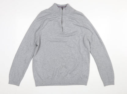 Mens UK Size L Ted Baker Grey 1/2 Zip Jumper