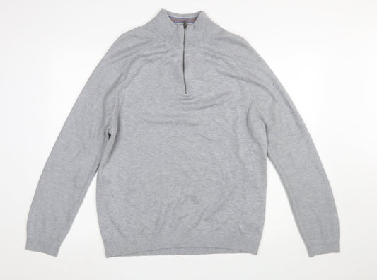 Mens UK Size L Ted Baker Grey 1/2 Zip Jumper