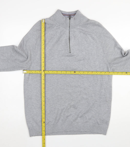 Mens UK Size L Ted Baker Grey 1/2 Zip Jumper