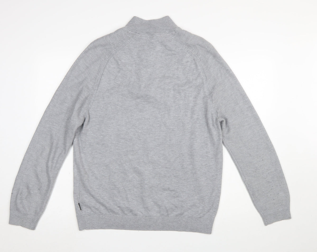 Mens UK Size L Ted Baker Grey 1/2 Zip Jumper
