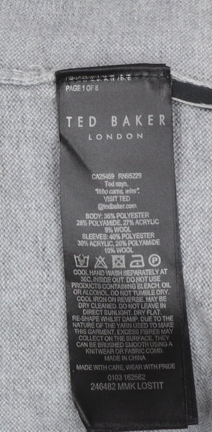 Mens UK Size L Ted Baker Grey 1/2 Zip Jumper