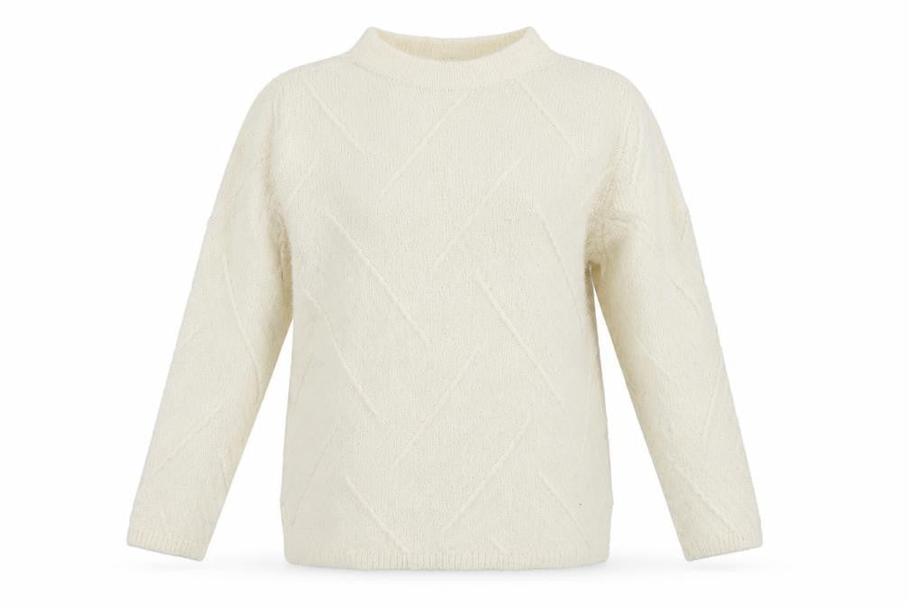 Cotswold Collections Women Ivory Mock Neck Wool Blend Jumper L