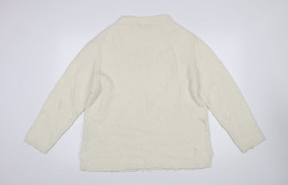 Cotswold Collections Women Ivory Mock Neck Wool Blend Jumper L