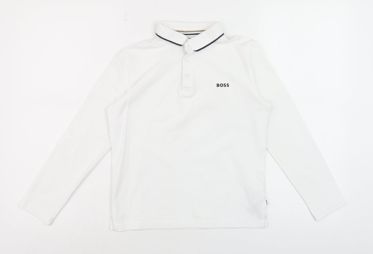 Boys UK Size 10 Years Boss White Basic Polo
