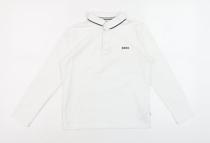 Boys UK Size 10 Years Boss White Basic Polo