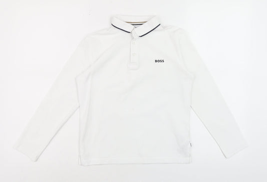 Boys UK Size 10 Years Boss White Basic Polo