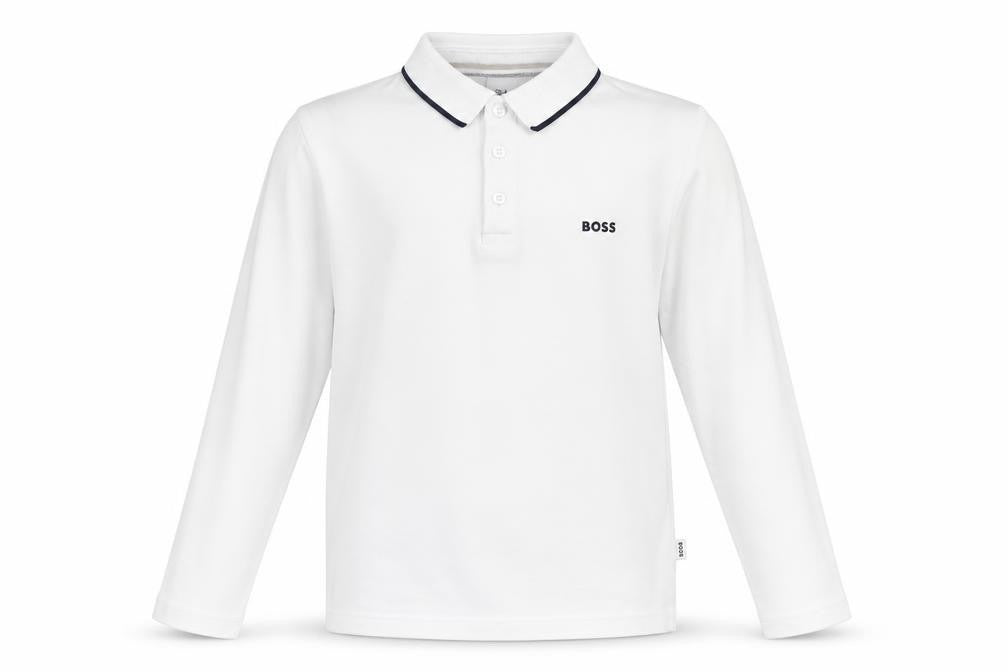 Boys UK Size 10 Years Boss White Basic Polo