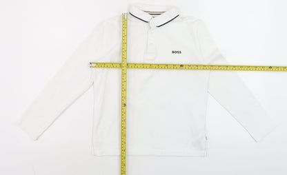 Boys UK Size 10 Years Boss White Basic Polo