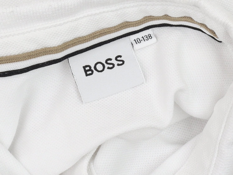 Boys UK Size 10 Years Boss White Basic Polo