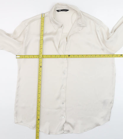 Womens UK Size S Zara Ivory Basic Button-Up