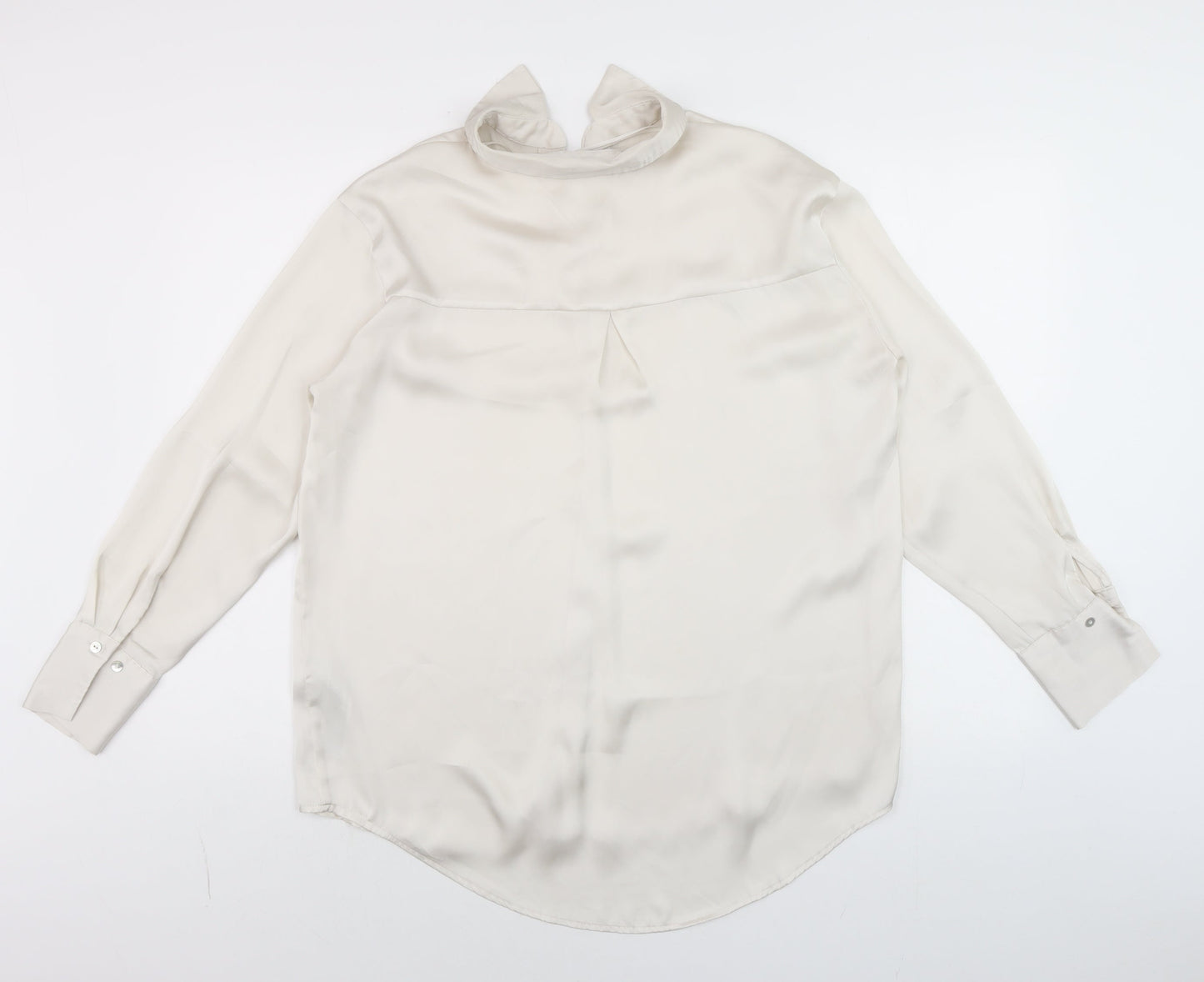 Womens UK Size S Zara Ivory Basic Button-Up