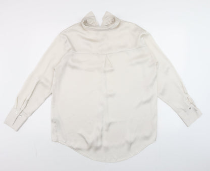 Womens UK Size S Zara Ivory Basic Button-Up