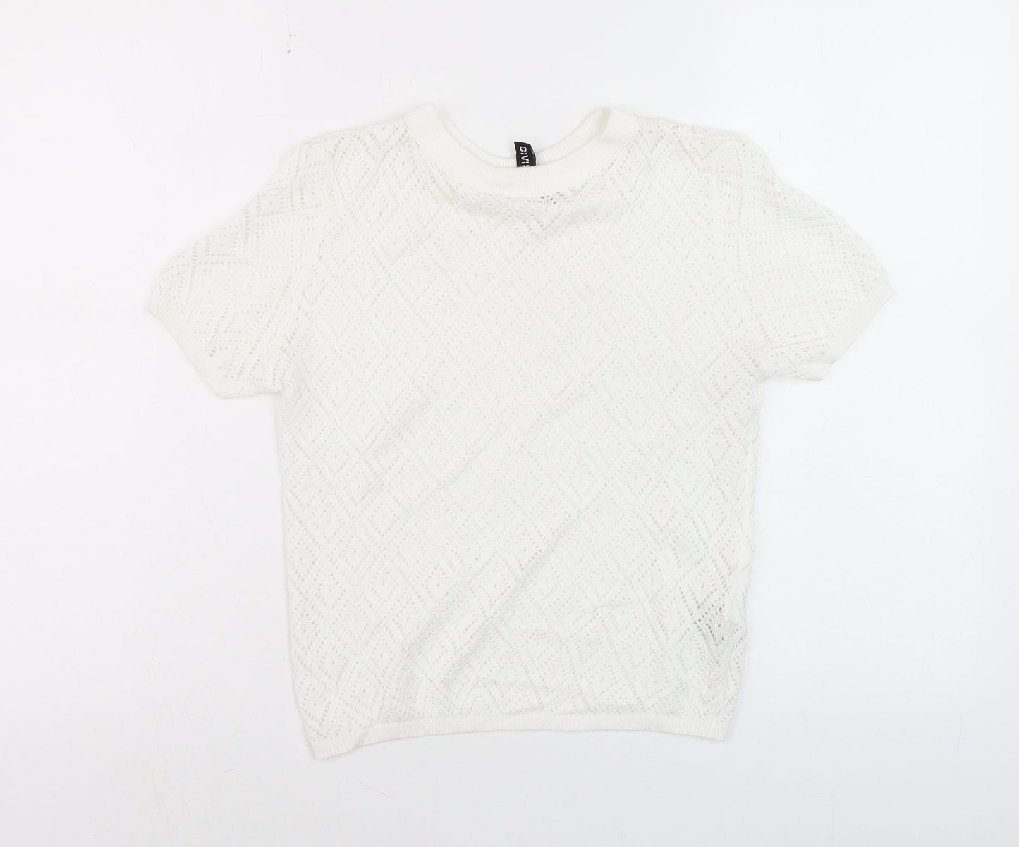 Womens UK Size S Divided White Basic T-Shirt