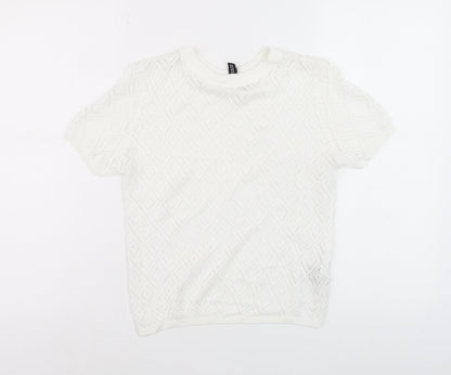 Womens UK Size S Divided White Basic T-Shirt