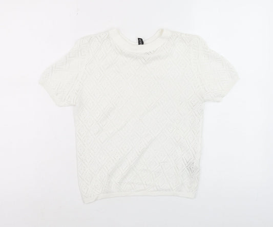 Womens UK Size S Divided White Basic T-Shirt