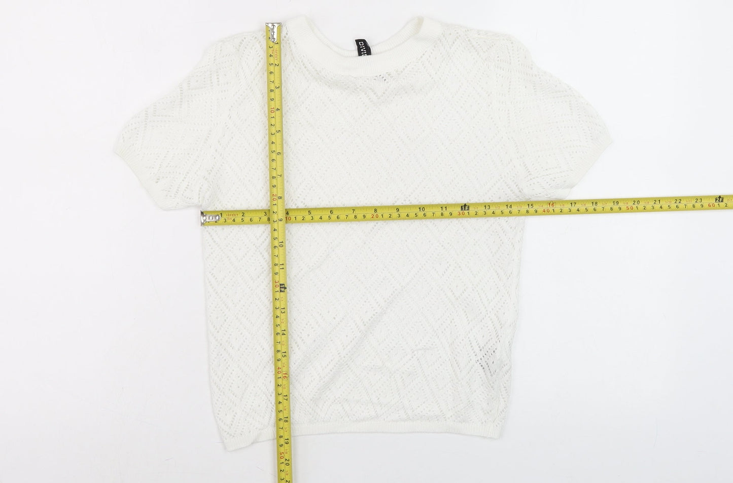 Womens UK Size S Divided White Basic T-Shirt