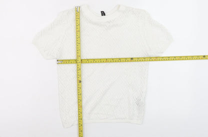 Womens UK Size S Divided White Basic T-Shirt